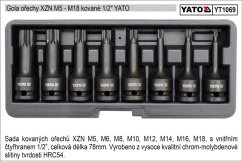 YATO Zástrčné hlavice XZN M5-M18 gola ořechy sada 8 kusů kované