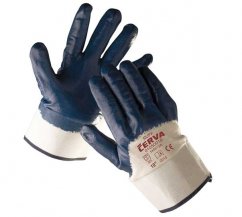 RUFF - rukavice z bavlněného úpletu s nitrilovou dlaní a tuhou manžetou - velikost 10