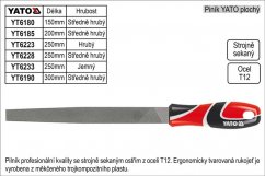 Pilník YATO plochý délka 300mm středně hrubý
