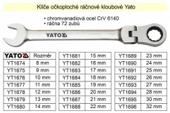 YATO Ráčnový klíč očkoplochý s kloubem 22mm