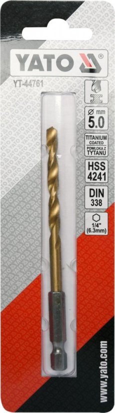 Vrták do kovu HSS-titan 13,0mm se šestihranou stopkou 1/4" Yato YT-44776