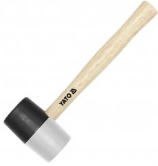 Palička gumová, bílo/černá, 370 g, s dřevěnou násadou, 50 mm, Yato