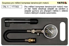 Souprava pro měření komprese benzinových motorů