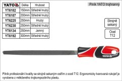 Pilník YATO trojhranný délka 250mm jemný