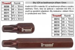 Bit XZN M 6 se šestihranným dříkem 10mm, prodloužený délka 75mm