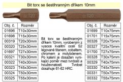 Bit torx T27 se šestihranným dříkem 10mm délka 30mm