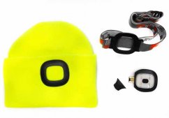 MAGG čepice s čelovkou 45lm, nabíjecí, USB, reflexní žlutá/zelená, univerzální velikost