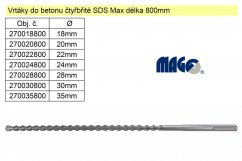 Vrták do betonu čtyřbřitý SDS Max 22x800mm