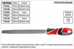 Pilník YATO půlkulatý délka 300mm středně hrubý