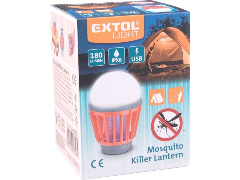 EXTOL LIGHT lucerna turistická s lapačem komárů, 180lm, USB nabíjení, 3x 1W LED 43131