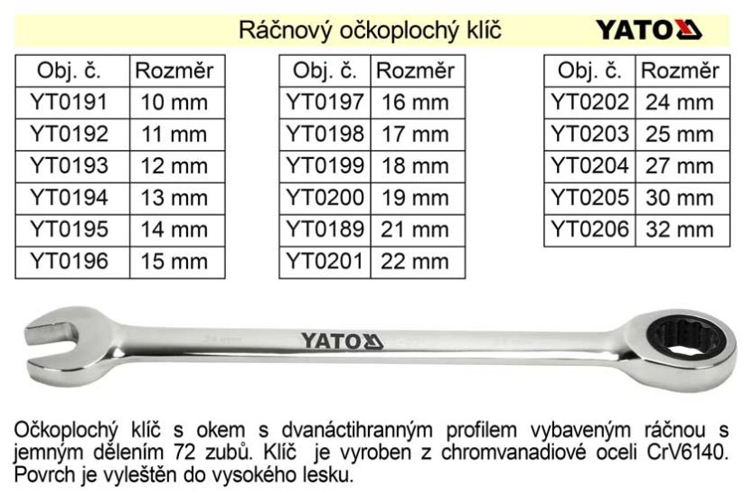 YATO Ráčnový klíč očkoplochý 27mm