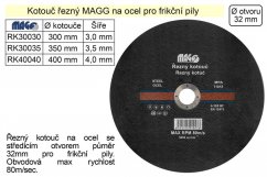 Kotouč řezný na ocel pro frikční pily 300x3,0x32 MAGG