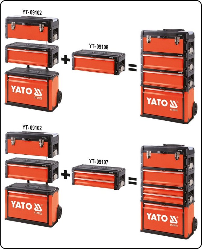 YATO Kufr vozík na nářadí 3 sekce 1 zásuvka YT-09102