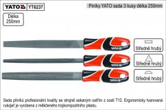 Pilníky YATO délka 250mm sada 3 kusy