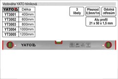 Vodováha YATO 600mm 3 libely