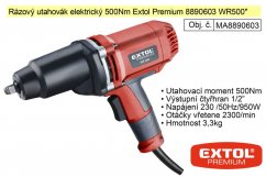 Rázový utahovák elektrický 500Nm Extol Premium 8890603 WR500