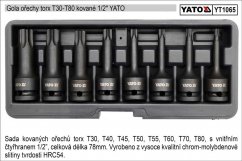 YATO Zástrčné hlavice TORX T30-T80 gola ořechy sada 8 kusů kované
