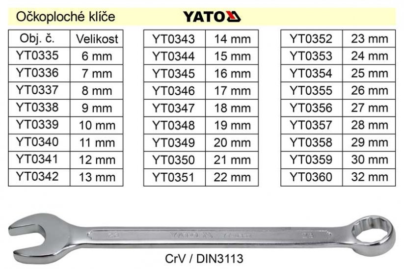 YATO Očkoplochý klíč 23mm CrV