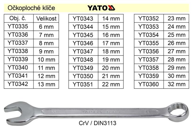 YATO Očkoplochý klíč 9mm CrV