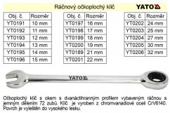 YATO Ráčnový klíč očkoplochý 15mm