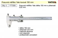 Posuvné měřítko kovové YATO 150mm