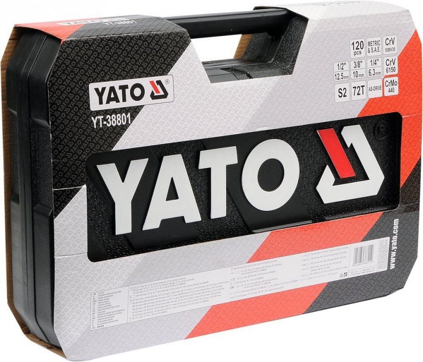 YATO Gola sada 1/2", 3/8", 1/4" + příslušenství 120 ks YT-38801